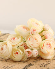 Load image into Gallery viewer, Artificial Cream Ranunculus Flowers Bouquet
