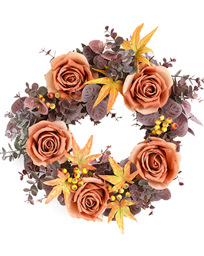 Artificial Rose Eucalyptus Maple Fall Wreath