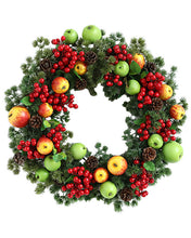 Load image into Gallery viewer, Farmhouse Apple Red Berry Pine Wreath
