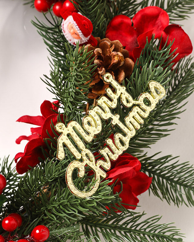 Pine Red Berry Ribbon Wreath