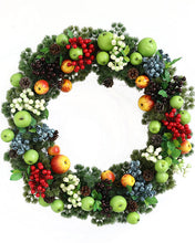Load image into Gallery viewer, Farmhouse Artificial Apple Mixed Berry Wreath
