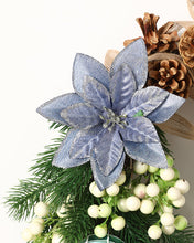 Load image into Gallery viewer, Poinsettias Pine Cone Snowberry Wreath
