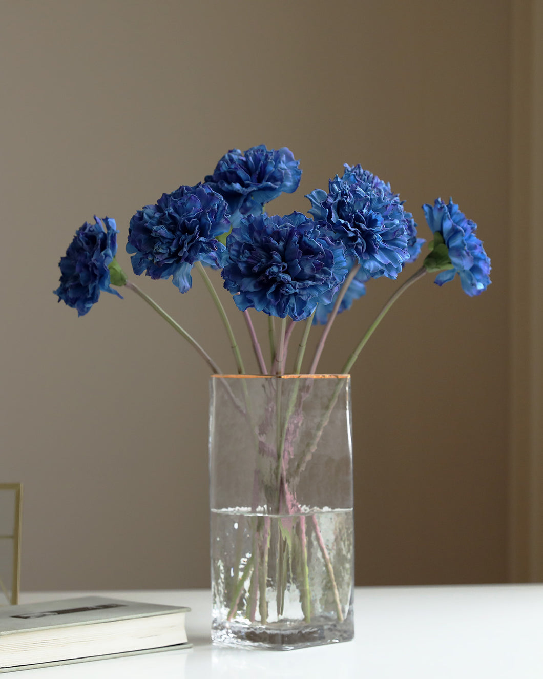 Faux Blue Real Touch Carnations in Bulk