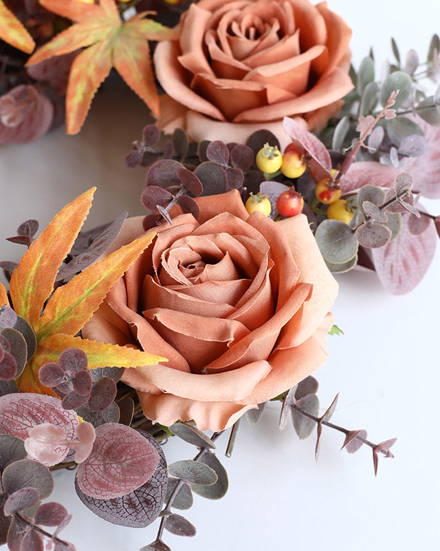 Outdoor Rose Eucalyptus Maple Fall Wreath