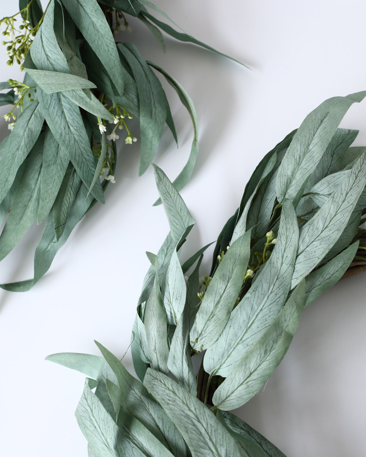 Silver Green Willow Leaves Wreath
