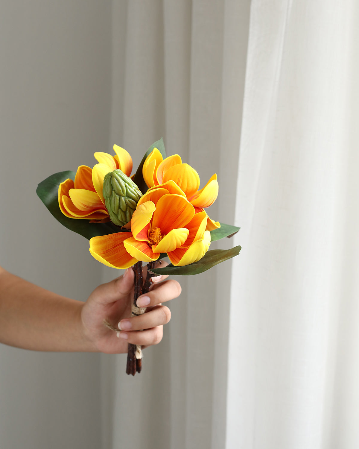 Realistic Real Touch Faux Magnolia Bouquet