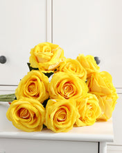 Load image into Gallery viewer, Quality Faux Yellow Velvet Rose Stems 

