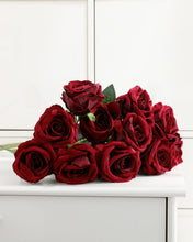 Load image into Gallery viewer, Burgundy Artificial Velvet Rose Stems
