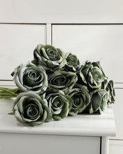 Load image into Gallery viewer, Artificial Green Velvet Rose With Leaves 
