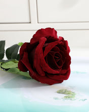 Load image into Gallery viewer, Dark Red Artificial Velvet Rose Stem 
