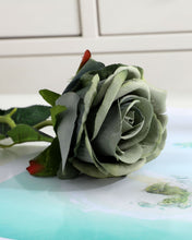 Load image into Gallery viewer, Green Velvet Fake Rose Single Stem
