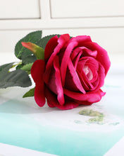 Load image into Gallery viewer, Faux Velvet Rose Stems Ruby Red
