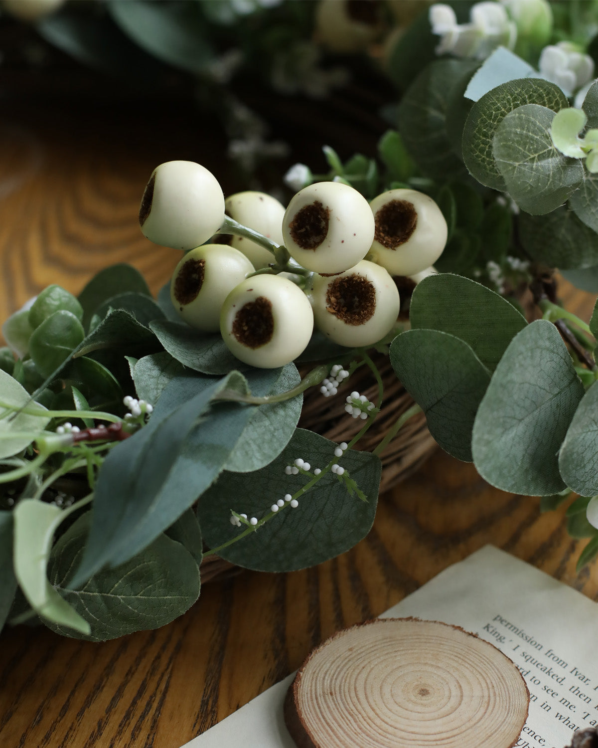 Outdoor Snow Berry Olive Eucalyptus Wreath