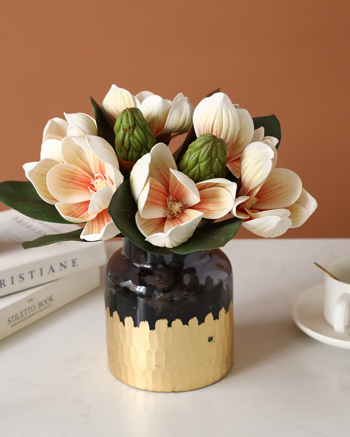 Artificial Real Touch Magnolia Flower & Bud