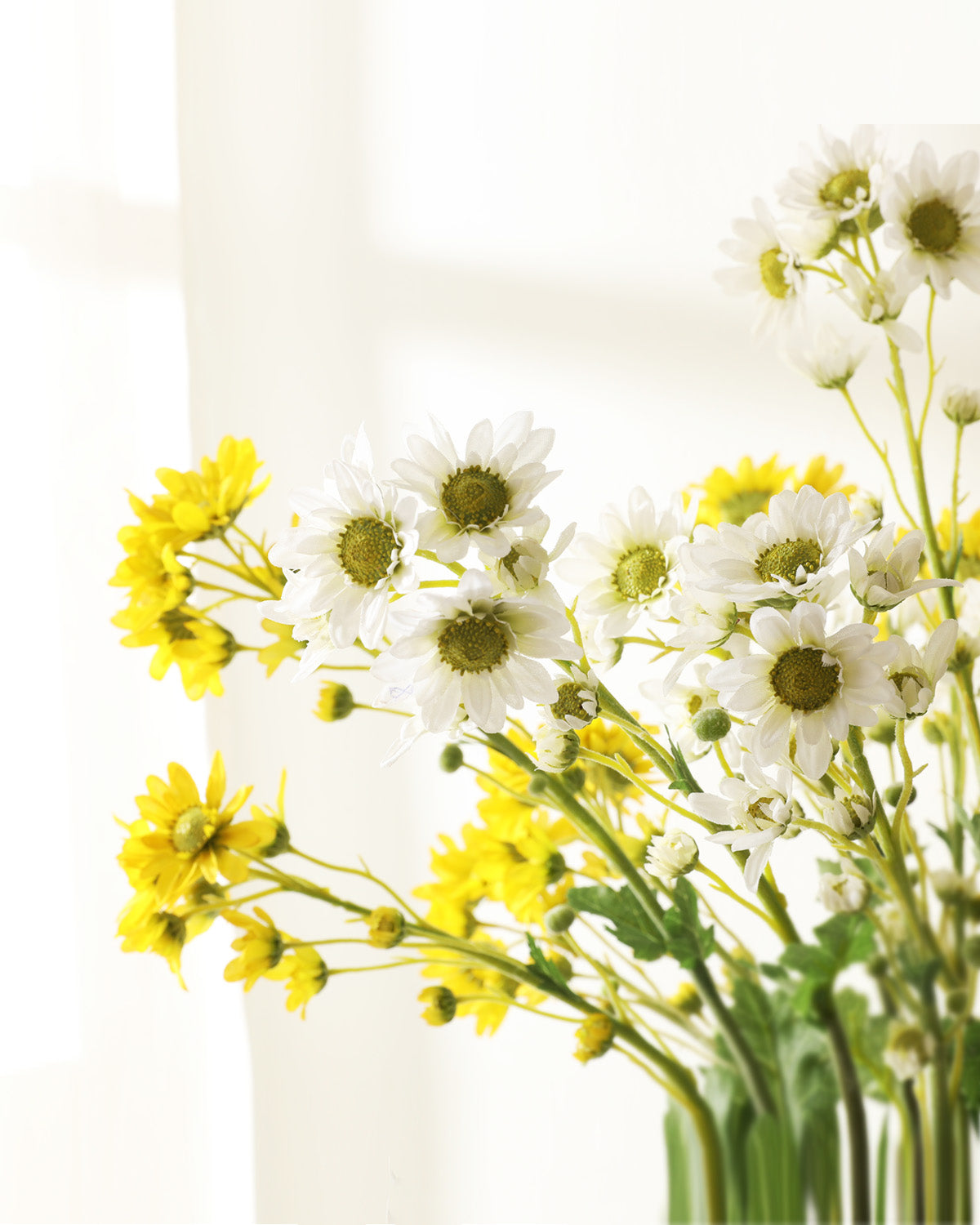 Artificial Daisy Wildflowers White Yellow