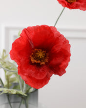 Load image into Gallery viewer, Premium Silk Poppy Flowers Spray – 3 Color/29” Tall
