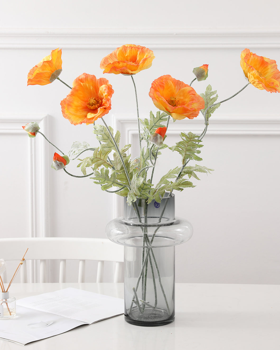 Premium Silk Poppy Flowers Spray – 3 Color/29” Tall