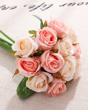 Load image into Gallery viewer, Artificial Rose Bouquet Pink-Ivory
