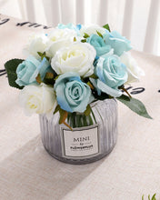 Load image into Gallery viewer, Artificial Rose Bouquet Blue &amp; White

