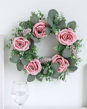 Load image into Gallery viewer, Waterproof Rose &amp; Mix Eucalyptus Wreath
