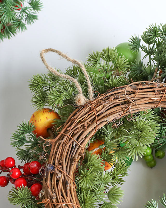 Apple Red Berry Pine Wreath Outdoor