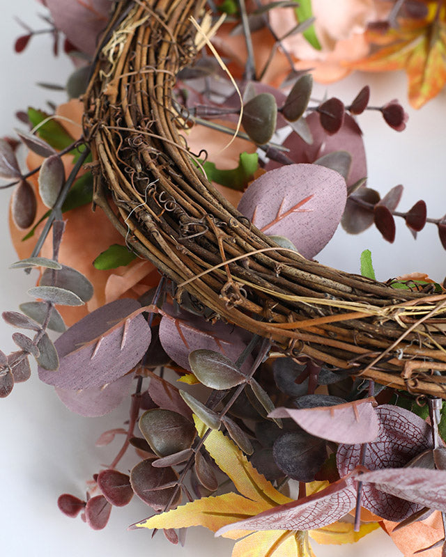 Artificial Rose Eucalyptus Maple Fall Wreath