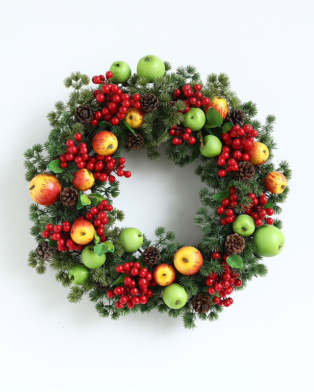 Apple Red Berry Pine Wreath Outdoor