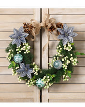 Load image into Gallery viewer, Poinsettias Pine Cone Snowberry Wreath Outdoor

