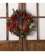 Load image into Gallery viewer, Red Berry &amp; Pine Wreath with Ribbon Outdoor 
