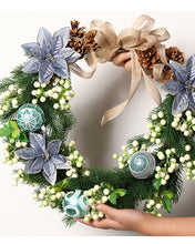 Load image into Gallery viewer, Poinsettias Pine Cone Snowberry Wreath Outdoor
