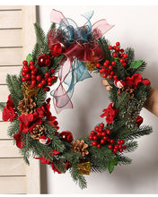 Load image into Gallery viewer, Red Berry &amp; Pine Wreath with Ribbon
