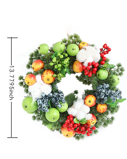Mixed Fruit Berry Cotton Pine Wreath