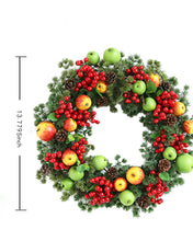 Load image into Gallery viewer, Farmhouse Apple Red Berry Pine Wreath
