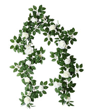 Load image into Gallery viewer, Handmade Artificial White Rose Greenery Garland - 6.23FT
