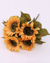 Load image into Gallery viewer, Silk Champagne Faux Sunflower Bouquet
