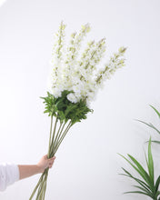 Load image into Gallery viewer, White Larkspur Delphinium Silk Flowers
