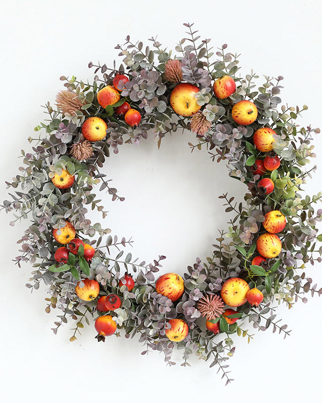 Large Fall Wreath Apple Pomegranate Eucalyptus