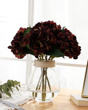 Load image into Gallery viewer, Faux Burgundy Hydrangea Silk Flower
