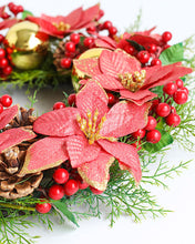 Load image into Gallery viewer, Outdoor Poinsettias Red Berry Pinecone Wreath
