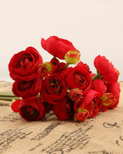 Load image into Gallery viewer, Artificial Red Ranunculus Silk Flowers Bouquet
