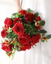 Load image into Gallery viewer, Moist Real Touch Silk Artificial Red Rose 
